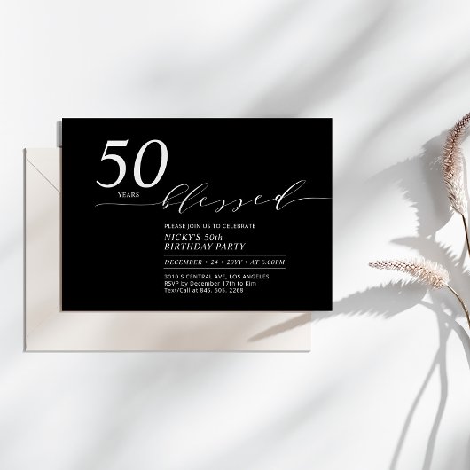 Invitation Noir & Blanc | 50 Ans Amoureux 50e Anniversaire Fê