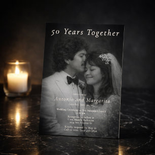 Invitation Noir Blanc 50 Ans Ensemble Vintage