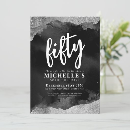 Invitation Noir blanc 50e anniversaire (Debout devant)