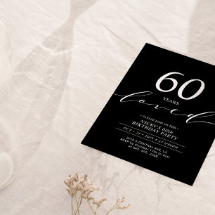 Invitation Noir & Blanc   60 ans aimés 60e anniversaire fête