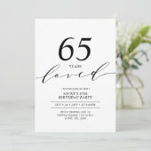 Invitation Noir & Blanc | 65 ans aimés 65e anniversaire fête (Debout devant)