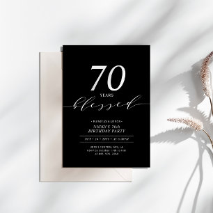 Invitation Noir & Blanc 70 ans aimés 70e anniversaire fête