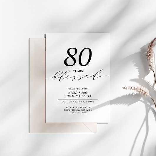 Invitation Noir & Blanc | 80 Ans Fêtés Fête d'anniversaire 80