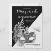 Invitation Noir Blanc Argent Paillettes Mascarade Prom (Devant)