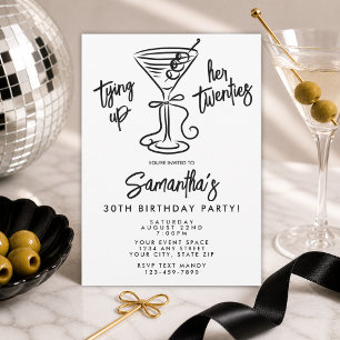 Invitation Noir & Blanc Attachant ses vingt ans 30ème anniver