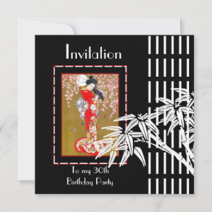 Invitation Noir Blanc Bambou Asiatique