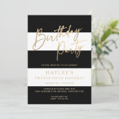 Invitation Noir Blanc Bande Or Anniversaire (Debout devant)