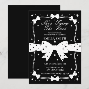 Invitation noir blanc Bow Elle noue la Fête des mariées de no