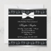 Invitation Noir Blanc Bow Sweet sixteen en argent Anniversair (Dos)