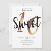 Invitation Noir Blanc Bronze Moderne Sweet 16 Anniversaire (Devant)
