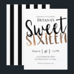 Invitation Noir Blanc Bronze Moderne Sweet 16 SEIZE Fête<br><div class="desc">Personnalisez pour votre événement.</div>