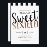 Invitation Noir Blanc Bronze Moderne Sweet 16 SIXTEEN Party<br><div class="desc">Personnaliser pour votre événement.</div>