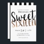 Invitation Noir Blanc Bronze Moderne Sweet 16 SIXTEEN Party<br><div class="desc">Personnaliser pour votre événement.</div>