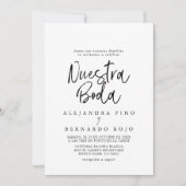 Invitation Noir Blanc Calligraphie Nuestra Boda Mariage (Devant)