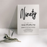 Invitation Noir & Blanc | Chic 90th Birthday Party<br><div class="desc">Célébrez votre journée spéciale avec cette simple et élégante invitation à la fête du 90e anniversaire. Ce design est doté d'un script de brosse chic avec une mise en page propre en noir et blanc. D'autres designs sont disponibles dans ma boutique BaraBomDesign.</div>