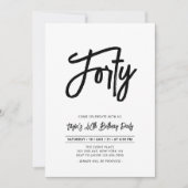 Invitation Noir & Blanc | Chic Quarante 40e fête d'anniversai (Devant)