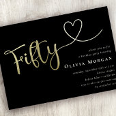 Invitation Noir Blanc Cinquante Script Gold Foil 50e