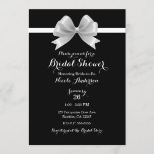 Invitation Noir & Blanc Classe Élégant Réception de Mariage
