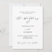 Invitation Noir blanc classique formel code QR RSVP mariage (Devant)
