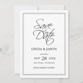 Invitation Noir & Blanc Classique Mariage Enregistrer La Cart (Devant)