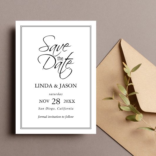 Invitation Noir & Blanc Classique Mariage Enregistrer La Cart