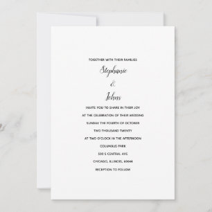 Invitation Noir Blanc Classique Minimal 2024 Mariage élégant