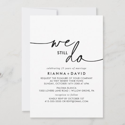 Invitation Noir Blanc Classique Nous Faisons Toujours Vow Ren (Devant)