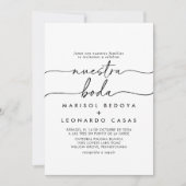 Invitation Noir blanc classique Nuestra Boda Mariage (Devant)
