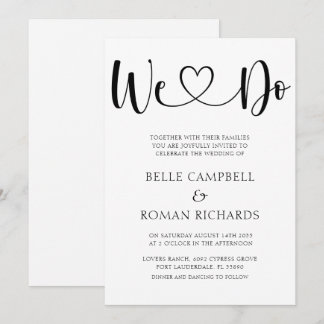 Invitation Noir & Blanc Coeur Calligraphie & Mariage Photo Da