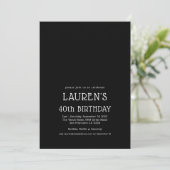 Invitation Noir blanc contemporain 40e anniversaire fête (Debout devant)