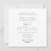 Invitation Noir blanc contemporain BAT MITZVAH classique (Devant)