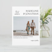 Invitation Noir Blanc contemporain Monogramme Mariage photo (Debout devant)