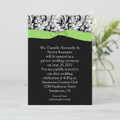 Invitation Noir blanc Damask Lime Ribbon Post Mariage Invita (Debout devant)