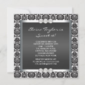 Invitation Noir blanc Damask Sweet 16 Party (Dos)
