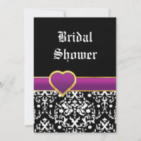 Noir blanc damassé coeur mariage douche nuptiale