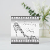 Invitation Noir Blanc Diamant Haut talon Chaussure Anniversai (Debout devant)