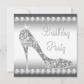 Invitation Noir Blanc Diamant Haut talon Chaussure Anniversai (Devant)