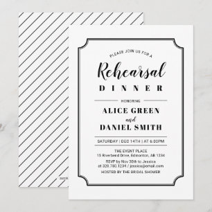 Invitation Noir & Blanc   Dîner de répétition de mariage clas