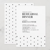 Invitation Noir & Blanc | Dîner de répétition Mariage moderne (Devant / Derrière)