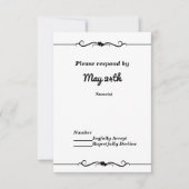 Invitation Noir & Blanc Double Coeurs Mariage RSVP (Devant)