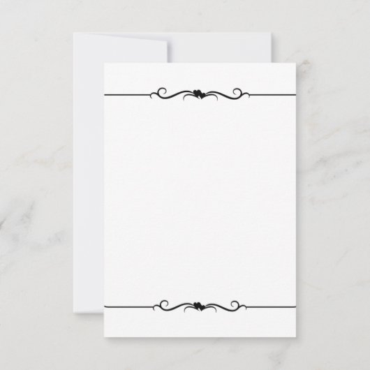 Invitation Noir & Blanc Double Coeurs Mariage RSVP Invitatio (Dos)