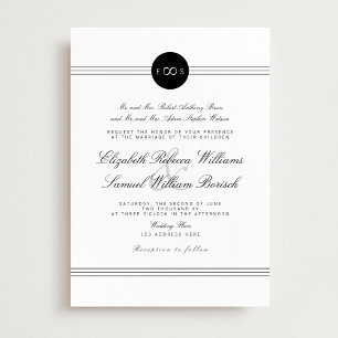 Invitation Noir Blanc Élégant Monogram Infinity Mariage