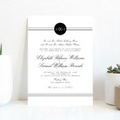 Invitation Noir Blanc Élégant Monogram Infinity Mariage