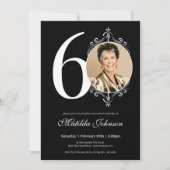 Invitation Noir Blanc Élégant Photo 60e Anniversaire (Devant)