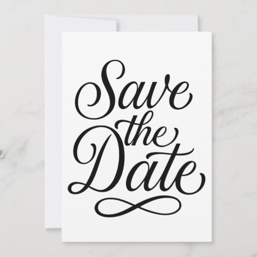 Invitation noir blanc Elegant Script Mariage sûr la date (Dos)