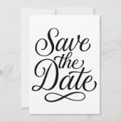 Invitation noir blanc Elegant Script Mariage sûr la date (Dos)
