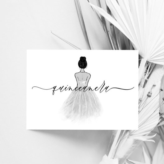 Invitation Noir & Blanc Elegant Vintage Classique Quinceanera