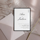 Invitation Noir & Blanc Élégante Calligraphie Moderne Mariage