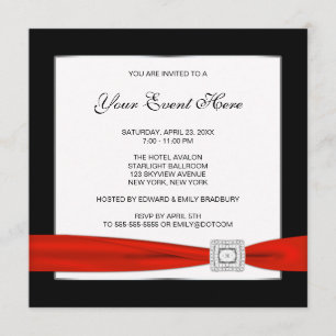 Invitation Noir Blanc et Rouge Toutes Occasions