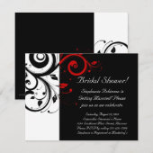 Invitation Noir, Blanc, Fête des mariées rouge / Général (Devant / Derrière)